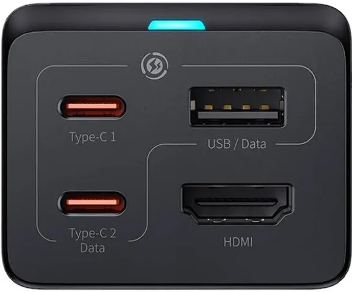 МЗП Baseus GaN5 Pro Desktop Fast Charger 1USB+2Type-C+HDXiaomi 67W with 1.5m Power Cord CCGP110201 Black - фото 2