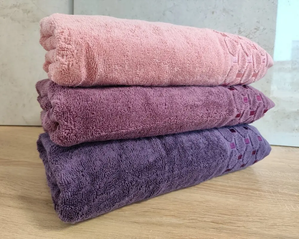 Набір махрових турецьких рушників Zeron 3 штуки 70х140 Microcotton Puanli Desen - фото 2