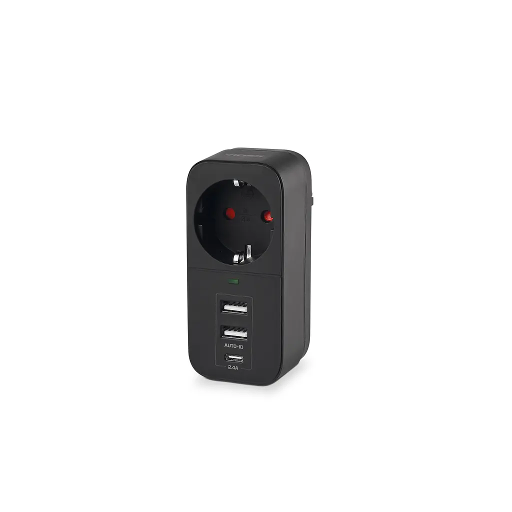 Мережевий адаптер VIDEX ONCORD з/з 1п 2.4A 2USB+USB-C Black VIDEX (27698-000) - фото 2
