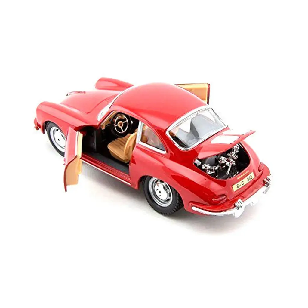 Автомодель - PORSCHE 356B (1961) (асорті слонова кістка, червоний, 1:24) - фото 7