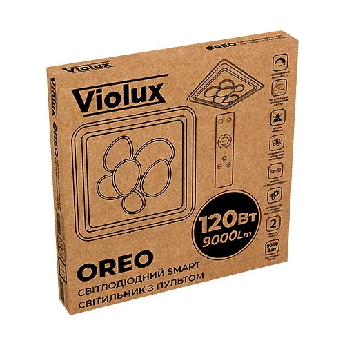 Світильник LED smart OREO+пульт 120W 3000-6000K IP20 коричневий квадрат Violux ( 220415 ) - фото 8