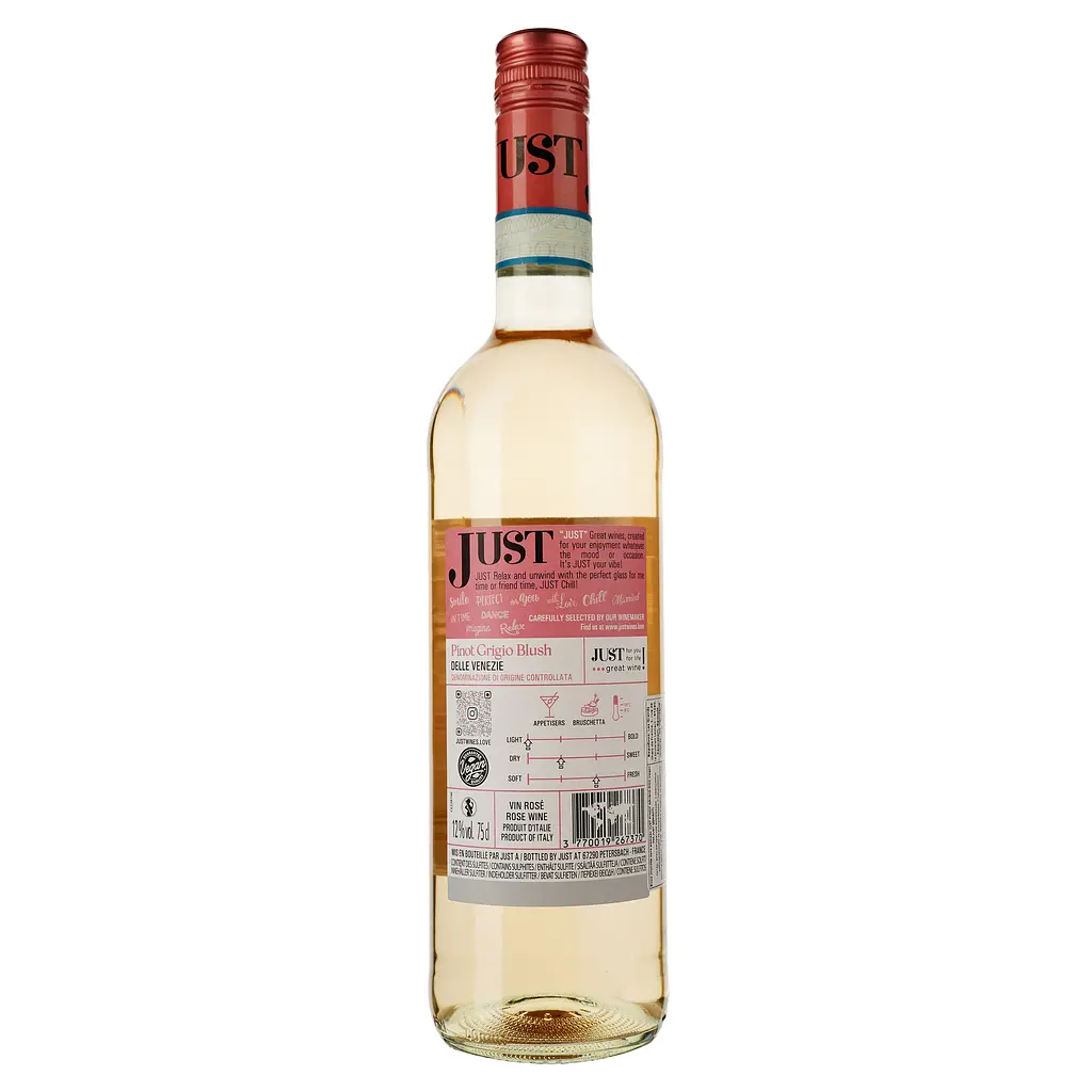 Вино Just Pinot Grigio Delle Venezie DOC Vegan, рожеве, сухе, 0,75 л - фото 2
