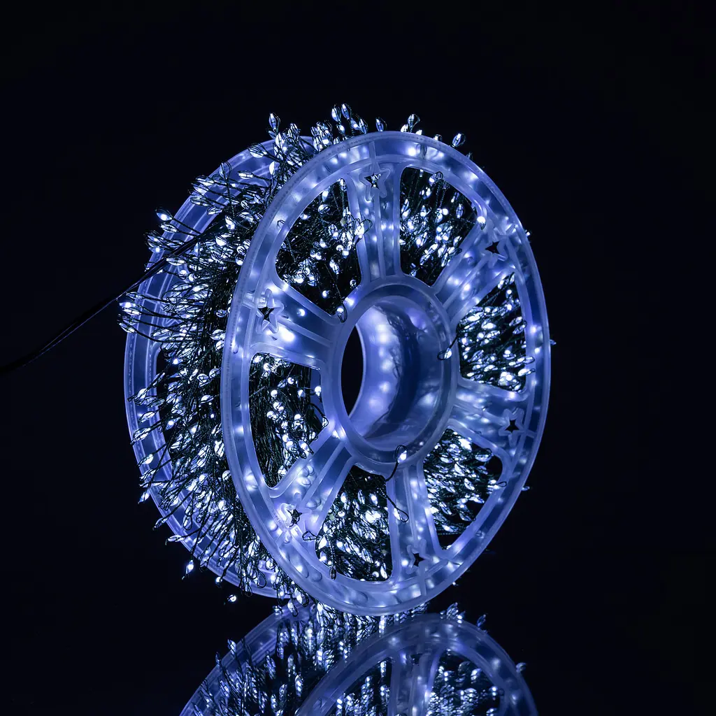 Гірлянда Роса Хвойна лапа 100 м 2000 LED кімнатна зелений провід біле сяйво, новорічна нитка ілюмінація декор Garlando D2000L100MGW - фото 4