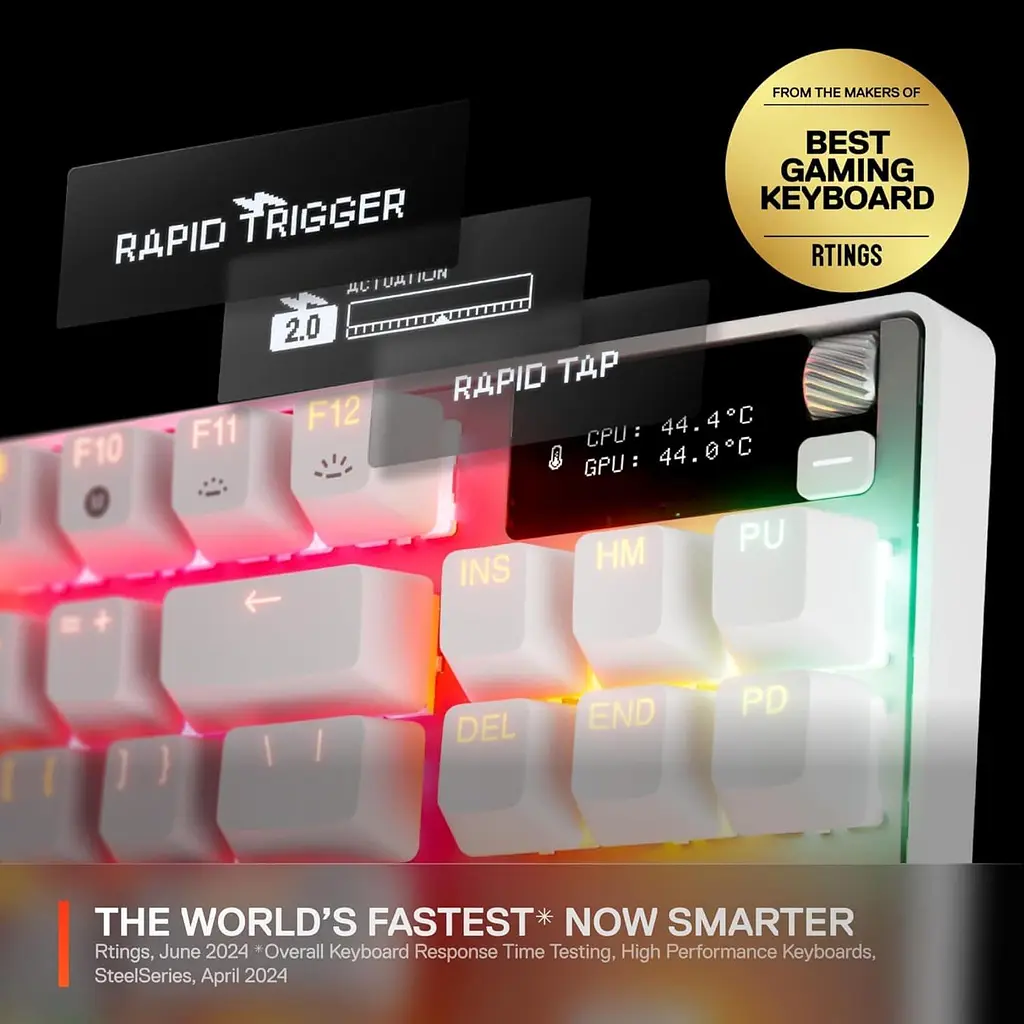 Клавиатура SteelSeries Apex Pro TKL Gen 3 UA HyperMagnetic OmniPoint 3.0 OLED White (64898) - фото 6