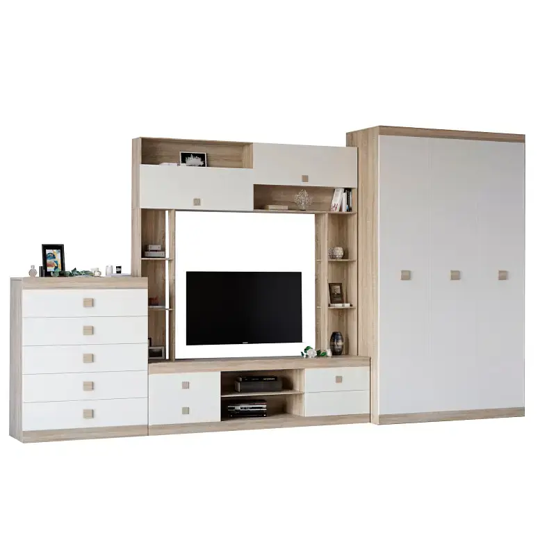 Стінка для вітальні Еверест Соната 1 (модульна - 3 елементи) сонома/білий (EVR-2236) - фото 2