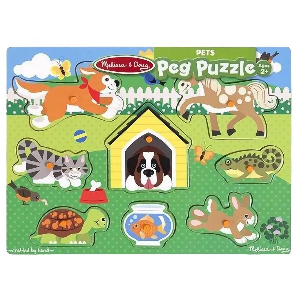 Деревянная рамка-вкладыш Melissa&Doug Домашние животные 8 элементов (MD19053) - фото 1