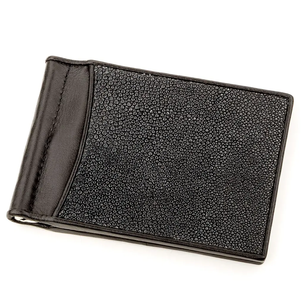 Затискач для грошей з натуральної шкіри морського ската чорний STINGRAY LEATHER 18293