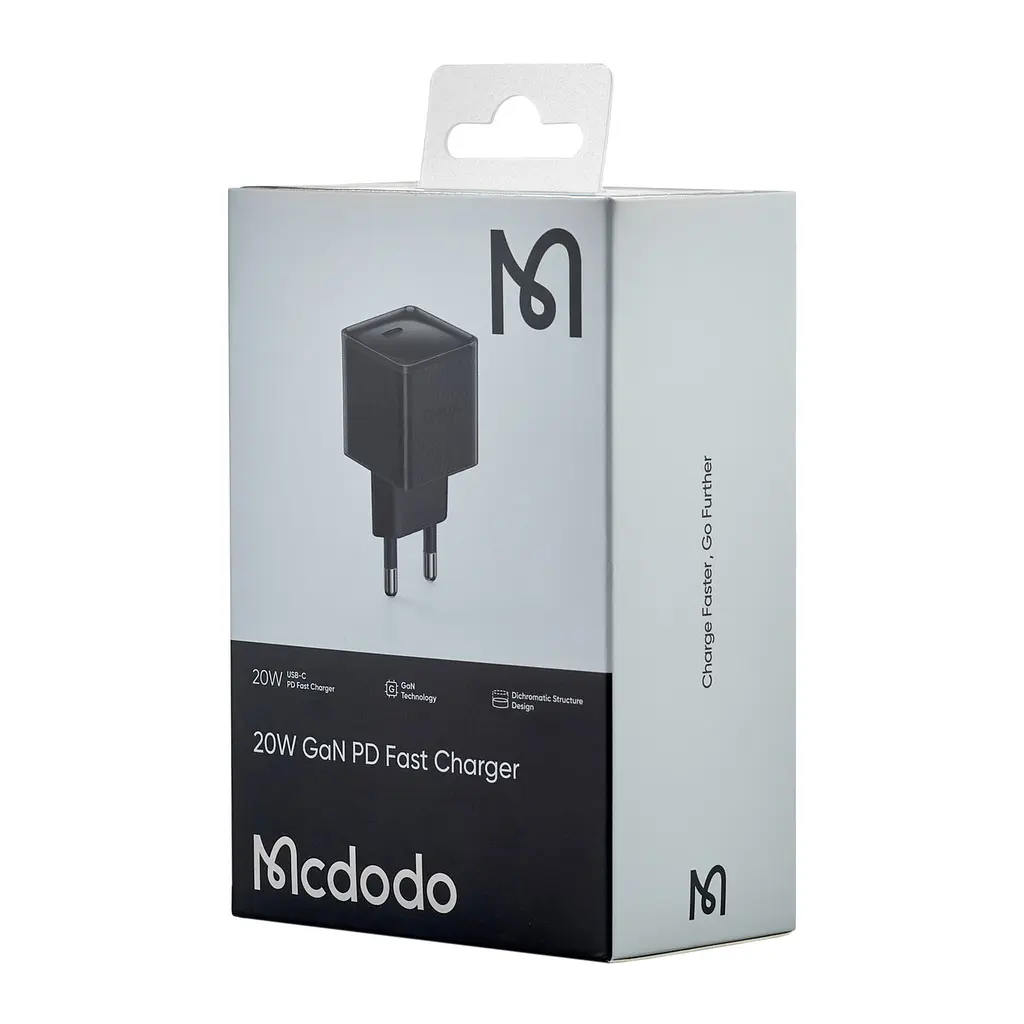 Сетевое зарядное устройство для McDodo 20W Dichromatic GaN PD Fast Charger ( EU Plug ) CH-3771 Черный - фото 2