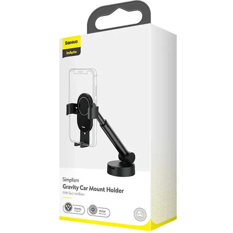 Автомобільний утримувач холдер Baseus Simplism Gravity Car Mount Holder SUYL-JY01 Black - фото 6