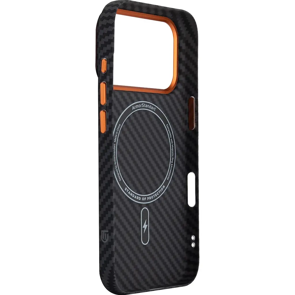 Чохол ArmorStandart LikeCarbon2 SE MagCase для Apple iPhone 17 Pro Max Black Orange (ARM89162) [156303] - фото 3