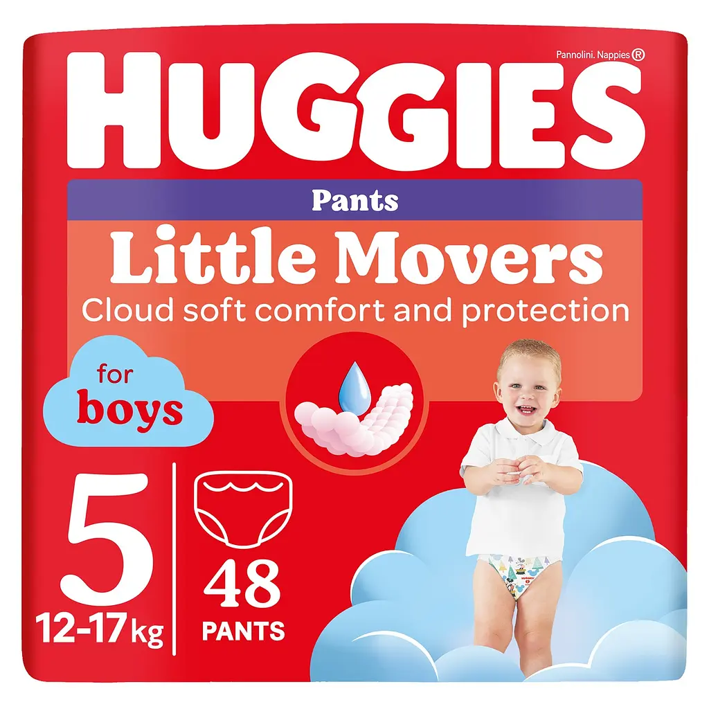 Підгузки-трусики Huggies Little Movers/Pants 5 Mega 12-17 кг для хлопчиків 48 шт.