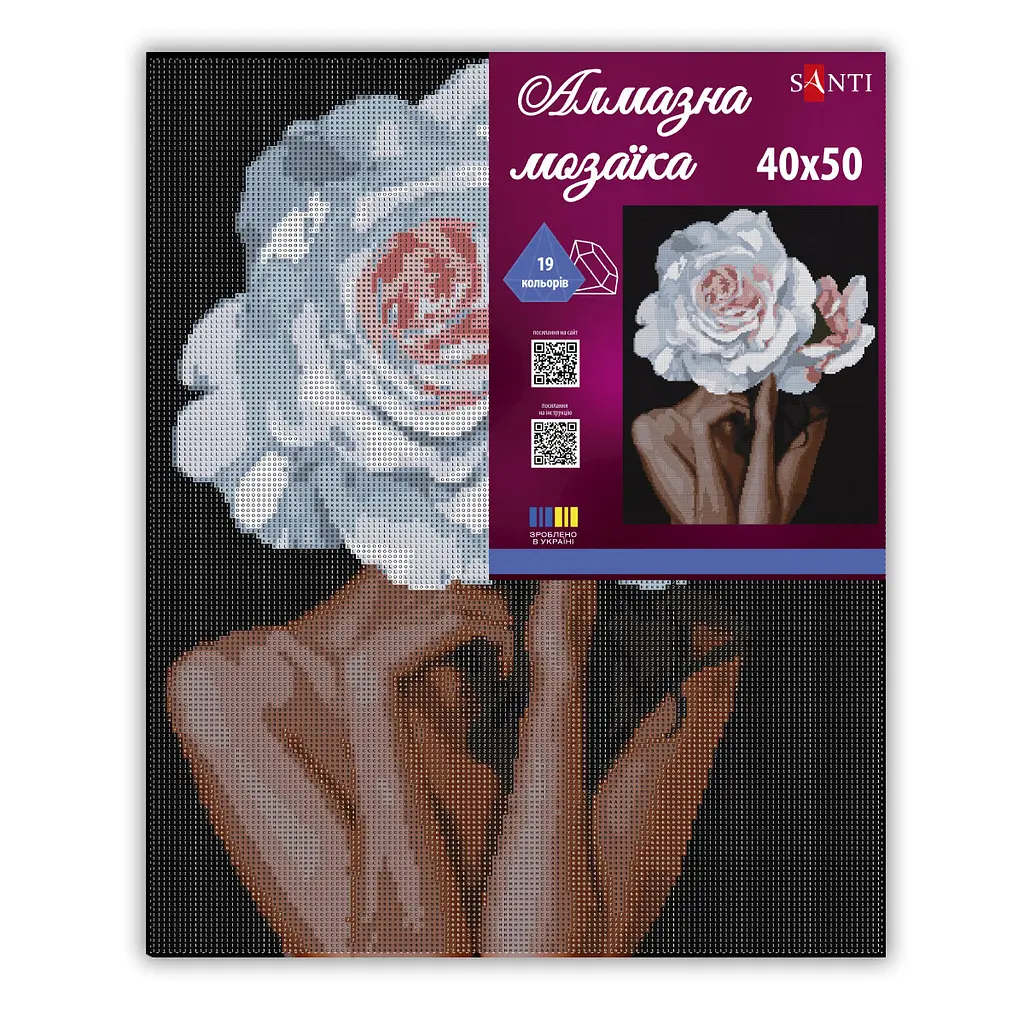 Алмазна мозаїка Santi Дівчина-троянда, 40x50 см на підрамнику (956051) - фото 2