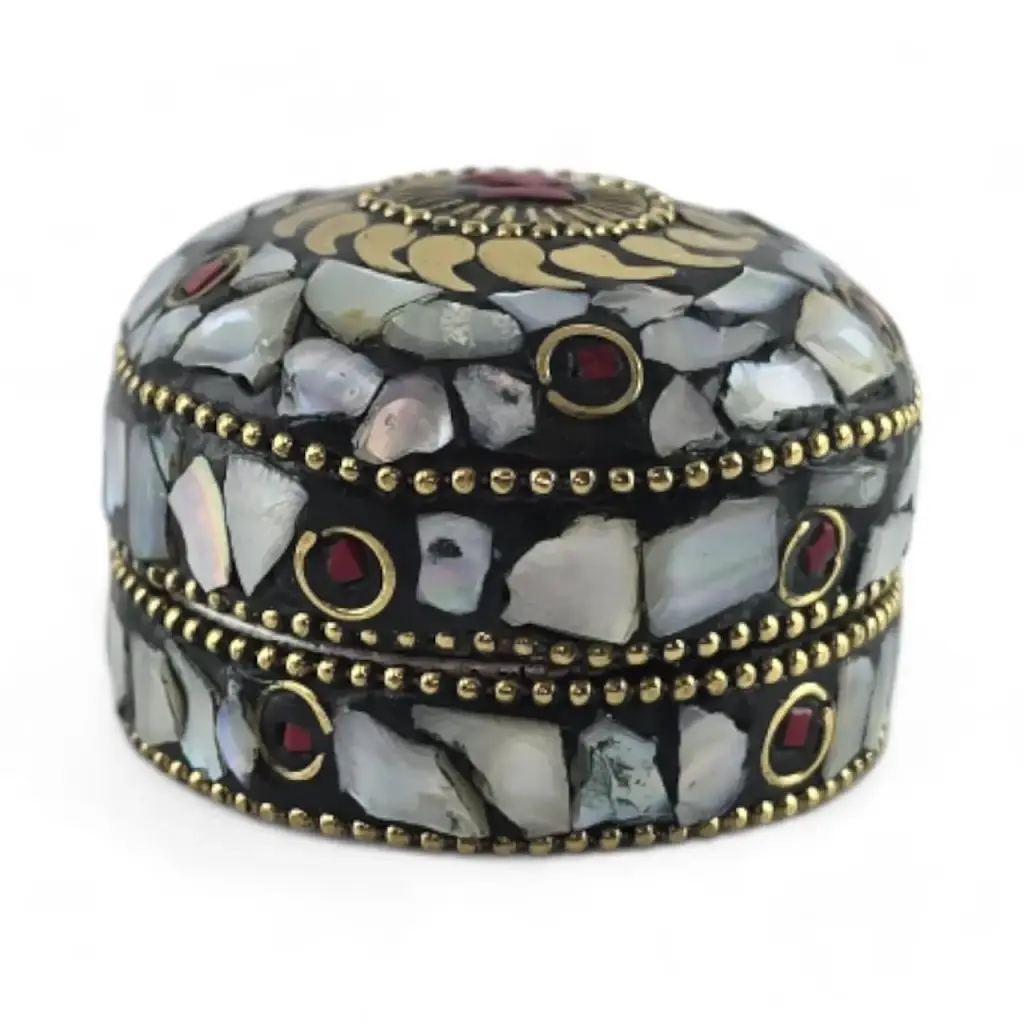 Скринька металева з перламутром і коралами 3.2х4.7 см - фото 3