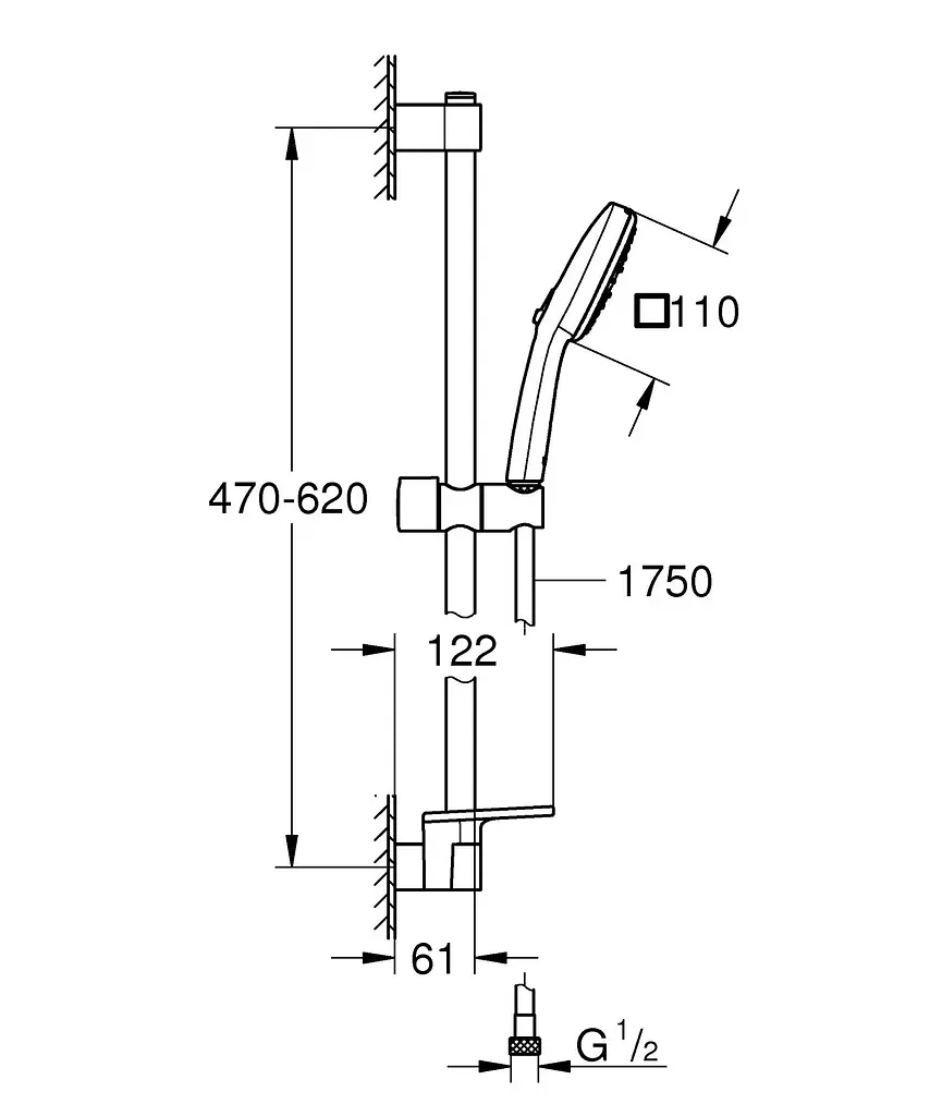 Душовий гарнітур Grohe Tempesta Cube 3 режими струменя 110 27929003, Хром - фото 10