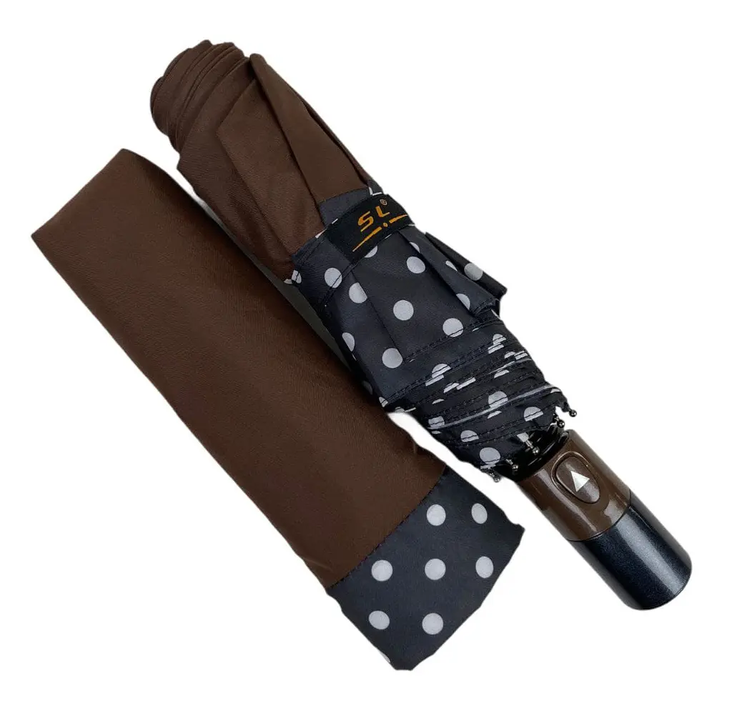 Женский складной зонтик полуавтомат S&L 98 см коричневый - фото 6