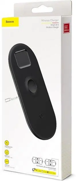 Беспроводное зарядное устройство для Baseus Smart 3 в 1 (Phone + Watch + Pods) 18W WX3IN1-C01 Black - фото 2