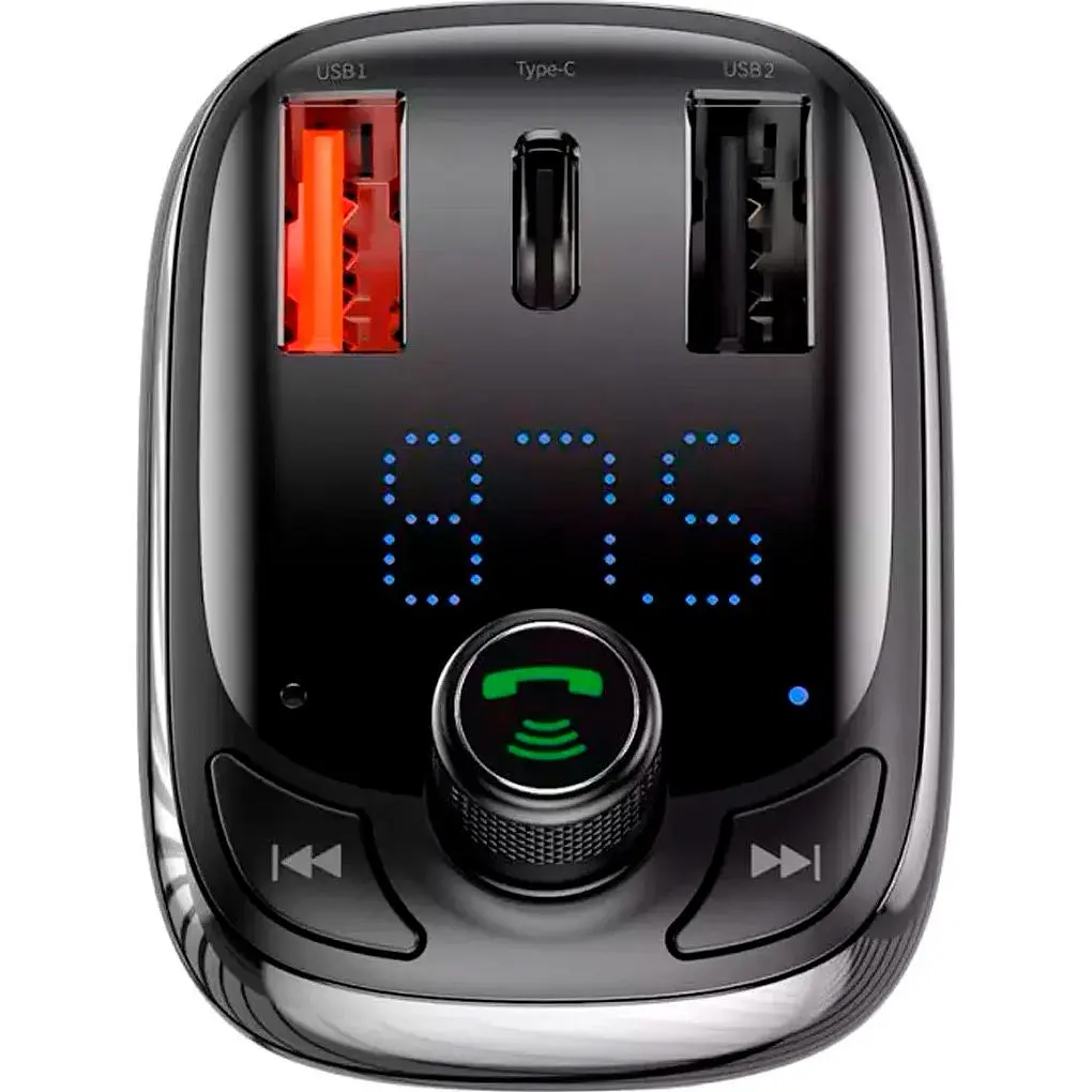FM-трансмітер Baseus T Shaped S-13 Car Bluetooth MP3 Player Black (CCMT000101) [101022] - фото 2