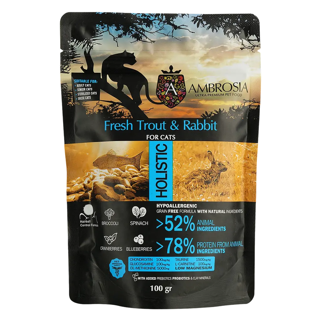 Набор дегустационного сухого корма для взрослых кошек Ambrosia Grain Free 300 г (3 шт. х 100 г) - фото 3
