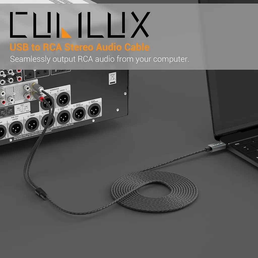 Аудіокабель Cubilux USB — RCA з 384 кГц/24-бітним ЦАП, USB A Male to 2 Male RCA Stereo AUX Cord, 2RCA Auxillary Cable - фото 5