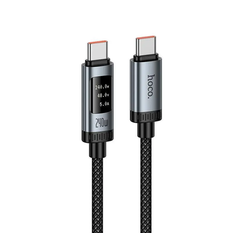 Кабель HOCO Type-C to Type-C Lord digital display charging data cable U148 1.2m, 5A, 240W