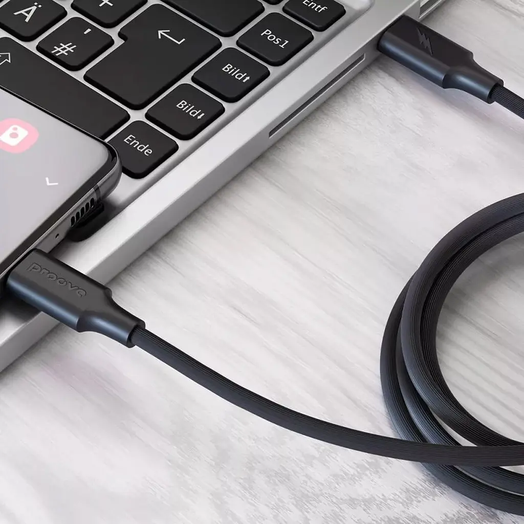 Кабель Proove Striped Silicone USB-C to USB-C 60W 1m Black (CCSS60002201) [133331] - фото 3
