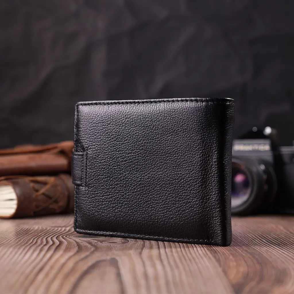 Цікавий гаманець із блоком під документи з натуральної шкіри ST Leather 22480 чорний - фото 9