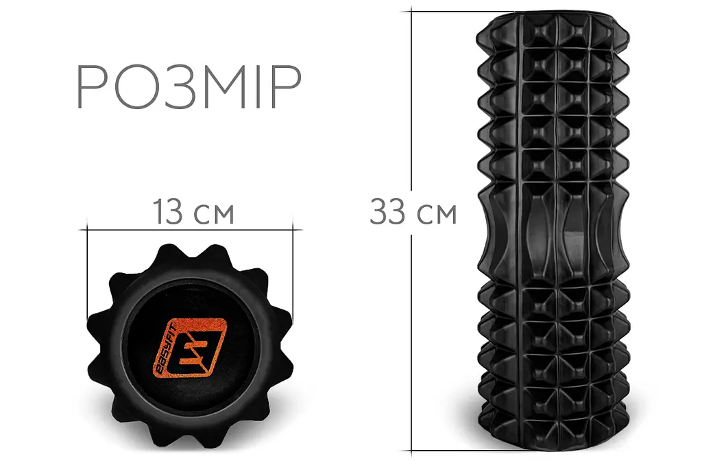 Масажний ролик EasyFit Solid Roller v.1.2s 33х13 см чорний (EF-2052-BK) - фото 2