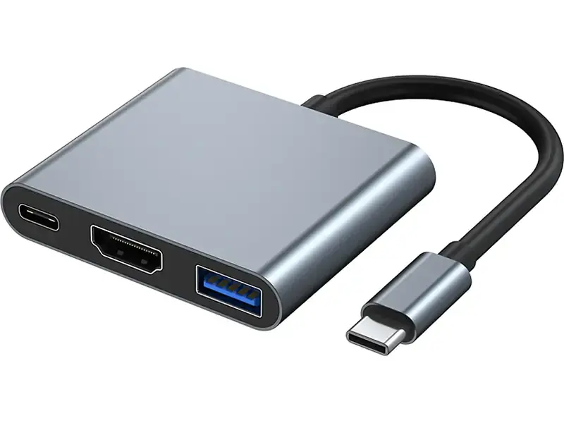 Мультипортовий адаптер Dynamode 3-in-1 USB3.0 87W Grey (6910056091010)