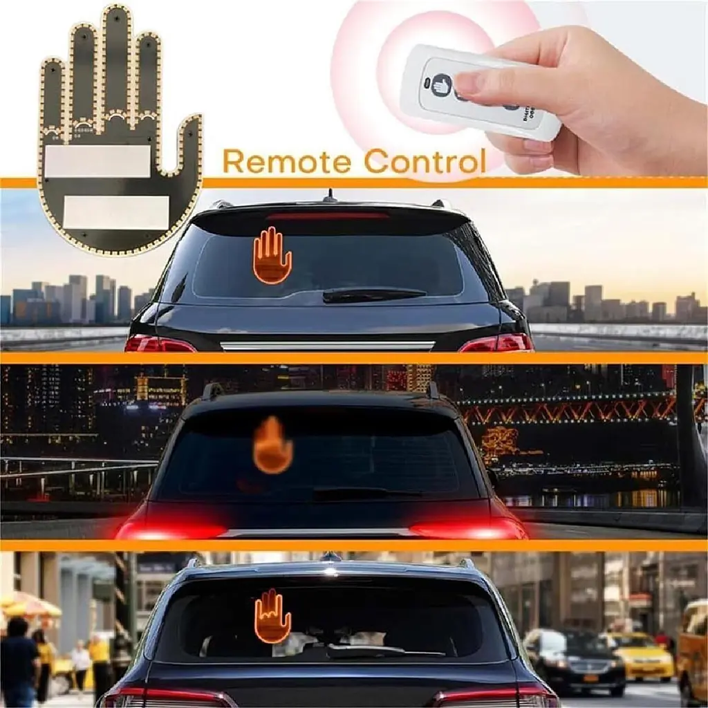 Підсвічування автомобільне LED-долоня рука на заднє скло для жестів (Gesture fan fak car Led) - фото 2