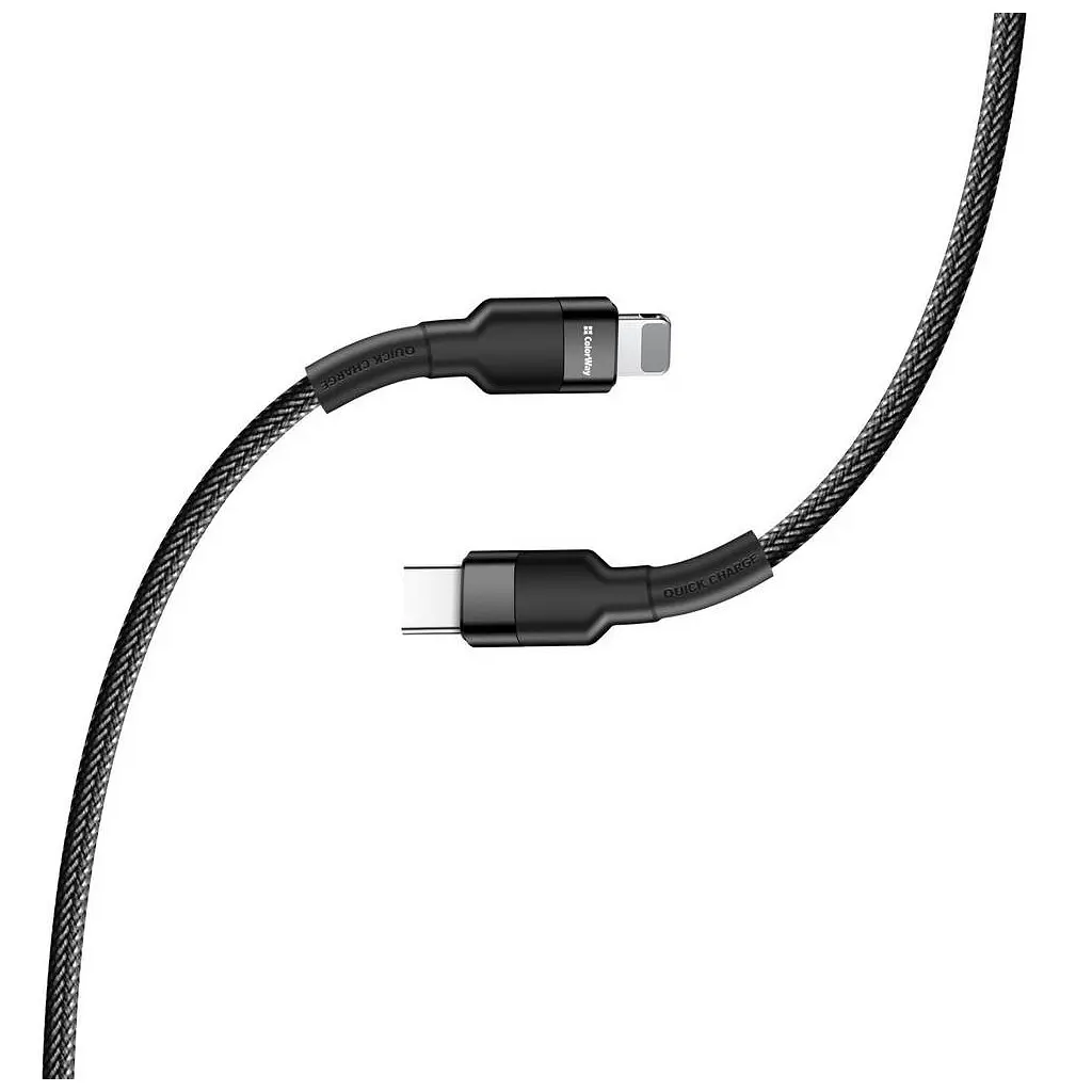 Дата кабель USB-C to Lightning 0.3m 3А black ColorWay (CW-CBPDCL054-BK) - фото 5