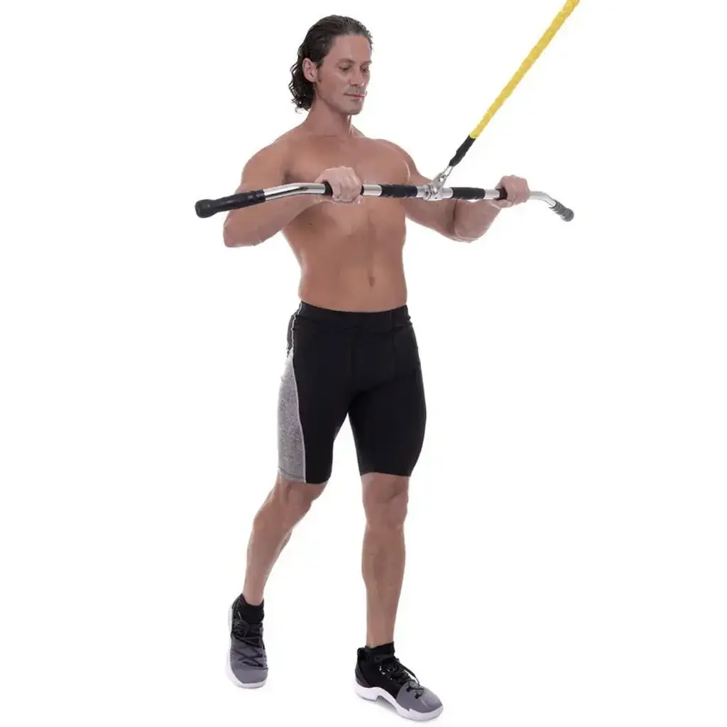 Ручка для верхньої тяги York Fitness 122см вигнута з гумовими рукоятками, хром - фото 10