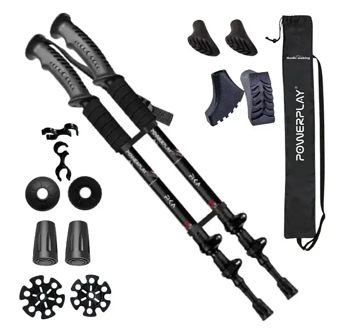 Трекинговые палки PowerPlay 9109 Fika Black/Red 60-135 см (пара) + 2-и пары сапог + чехол (PP_9109_Fika_Bl/Red) - фото 2