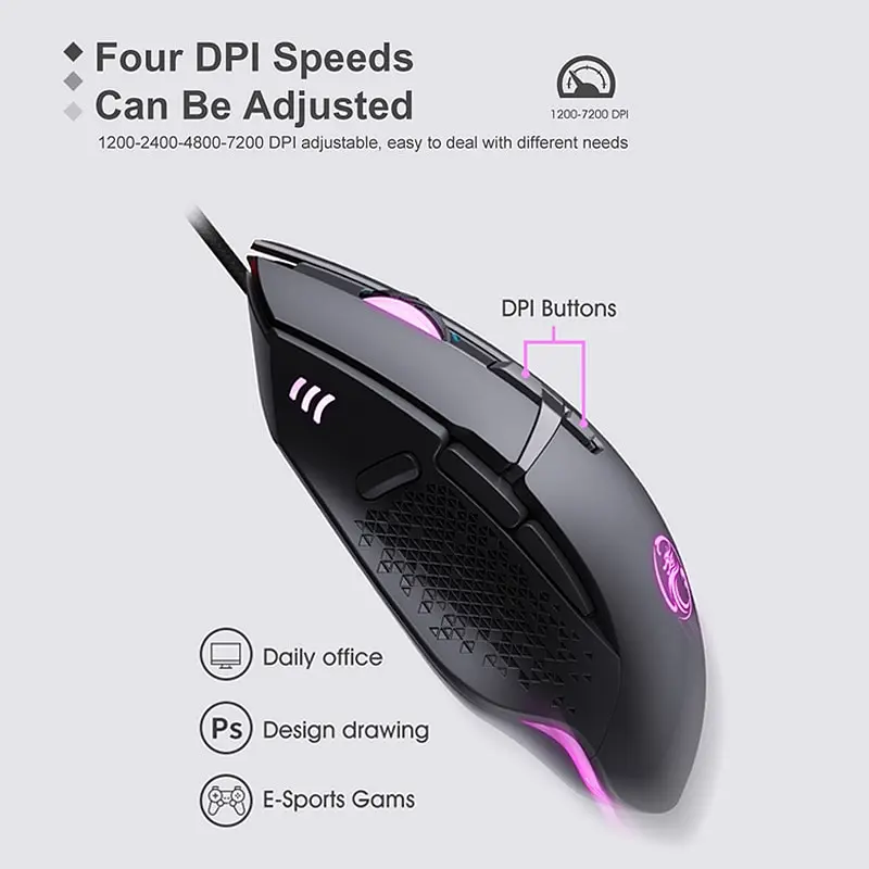 Игровая мышь iMICE T91 8 кнопок, 7200 DPI, Led Lighting - фото 5