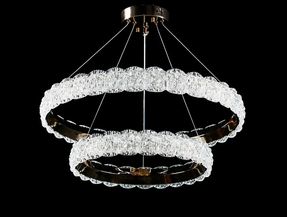 Люстра світлодіодна Splendid Ray LC01/550+350/2 LED, 2 лампи, золото/білий, сучасний стиль для дому - фото 2