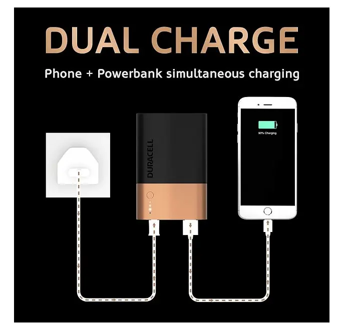 Портативное зарядное устройство Duracell Powerbank 2.4A 5V 10050 mAh (5002732) - фото 2