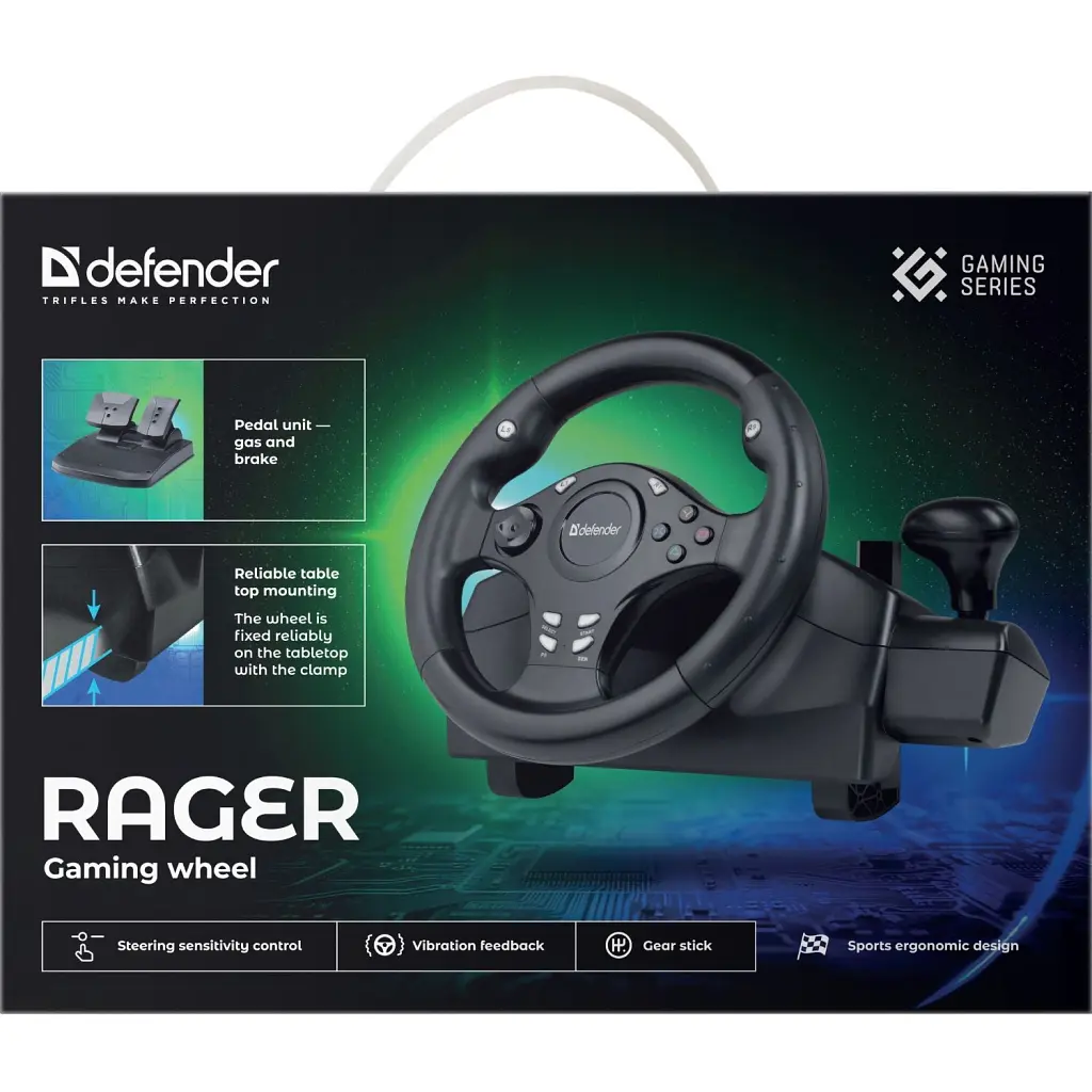 Кермо Defender Rager PC/PS/Xbox/Switch Black (64067) - фото 6