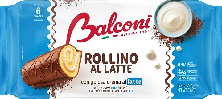 Мінірулети з молочним кремом Balconi Rollino Latte 222 г (8001585001323)