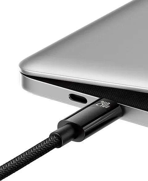 Кабель Baseus Tungsten Gold Fast Charging Data USB-C to USB-C 240W 1m Black (CAWJ040001) [91517] - фото 3