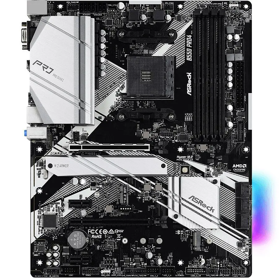 ASRock B550 Pro4 (AM4/B550, 4*DDR4, 2xPCIex16, HDMI/VGA, 6xSATAІІІ, 3xM.2, GLan, 7.1ch, ATX) (B550 Pro4) - фото 5