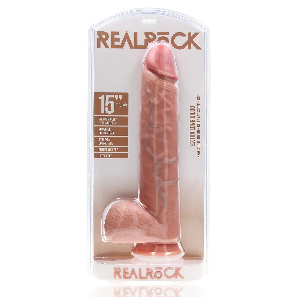 Фаллоимитатор RealRock Extra Long 15", 38 см (телесный) - фото 9
