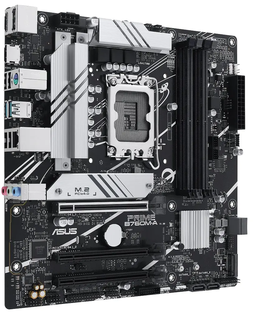 Материнська плата LGA1700, Asus PRIME B760M-A-CSM, B760, 4xDDR5, Int.Video(CPU), 4xSATA3, 2xM.2, 3xPCI-E 4.0 x16, Realtek 7.1, Realtek 2.5Gb, 5xUSB3.2/7xUSB2.0, HDMI/DP, MicroATX - фото 3
