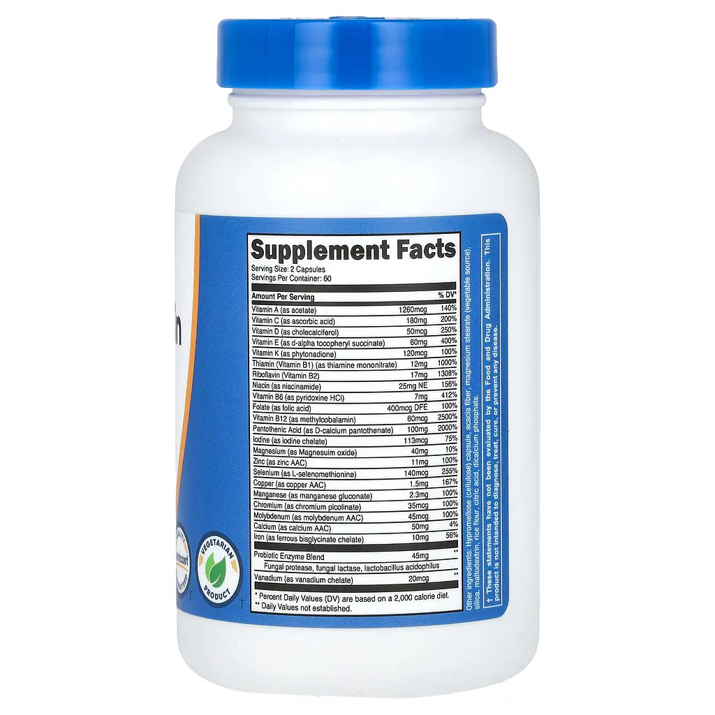 Мультивітаміни з пробіотиками Nutricost Multivitamin, Probiotics + 22 вітаміни та мінерали 120 капсул - фото 2