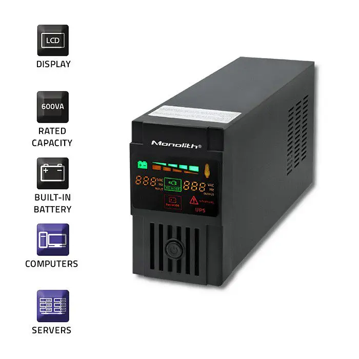 Источник бесперебойного питания с модифицированной синусоидой Qoltec QLT650 360W 600VA LED, AVR, RJ45, 2xSchuko, 1x12V 7Ah - фото 2