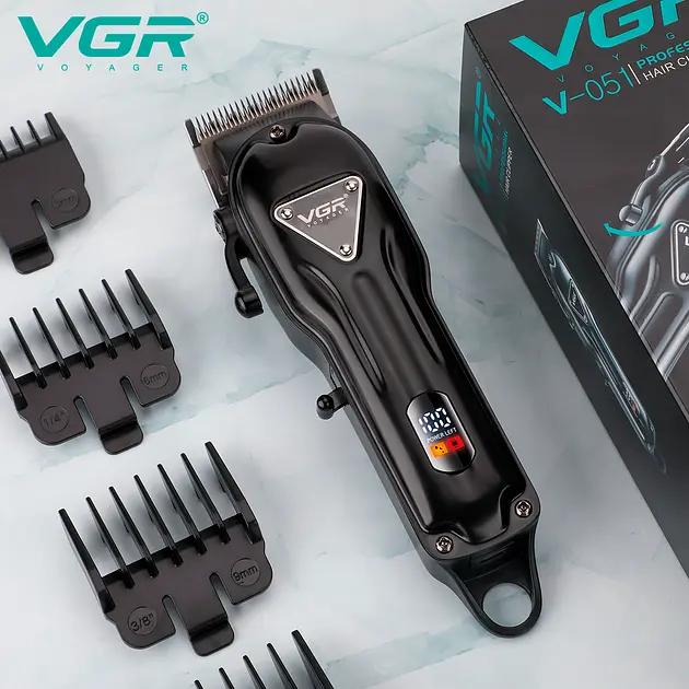 Машинка для стрижки аккумуляторная VGR V-051 2500 mAh LED дисплей (4 насадки) - фото 8