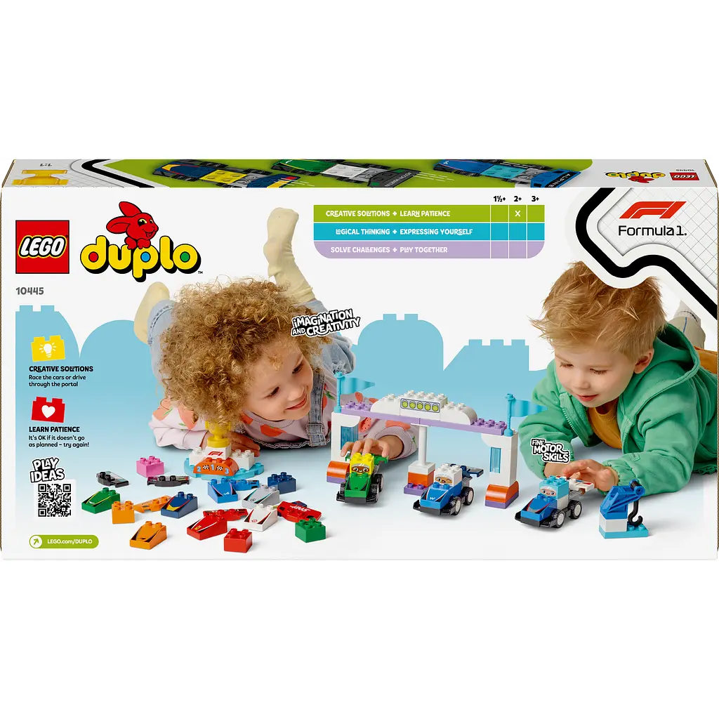 Конструктор LEGO DUPLO Автомобили для гонок и пилоты команд Формулы-1, 70 деталей (10445) - фото 2