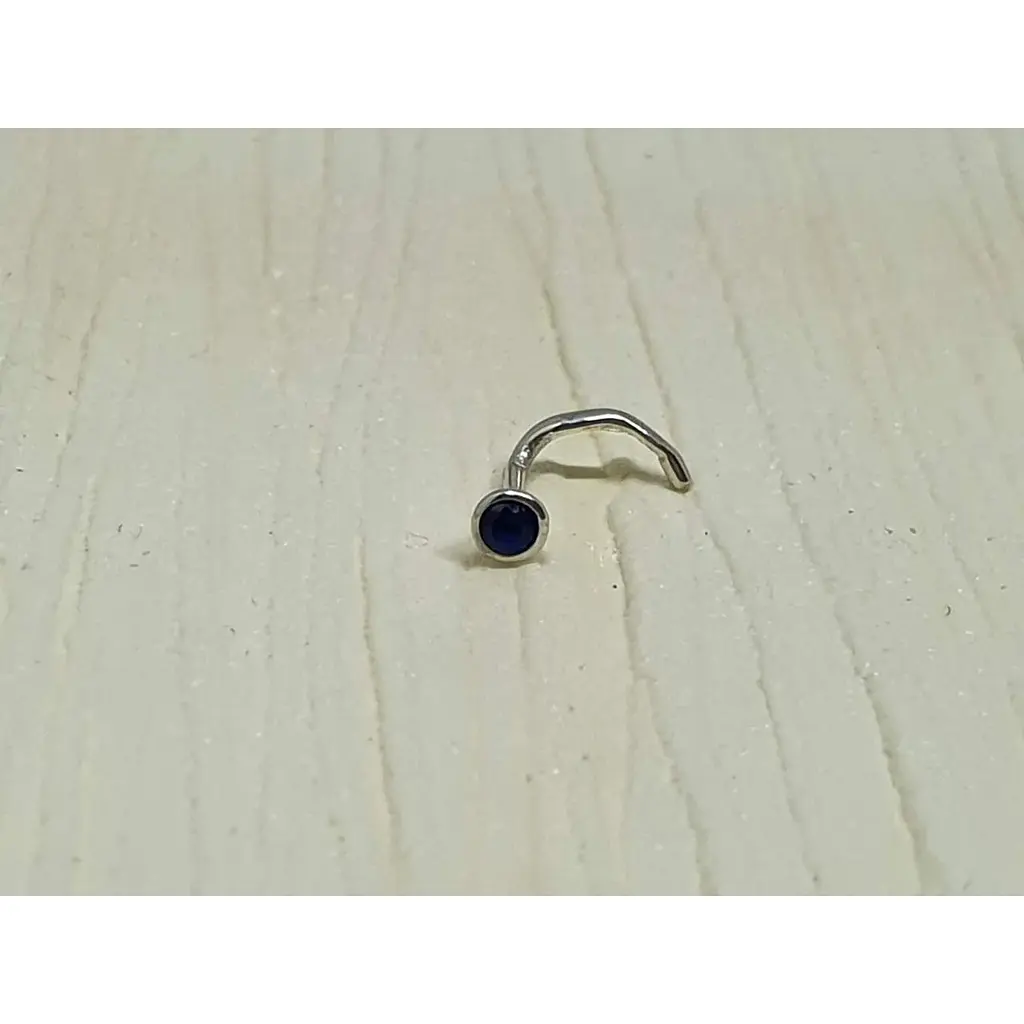 Серебряная серьга-пирсинг в нос Dear. 1023.6С Синий - фото 2