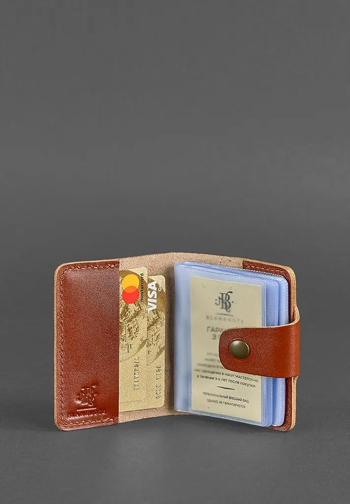 Шкіряний кард-кейс 7.1 (Книжечка) світло-коричневий - фото 3