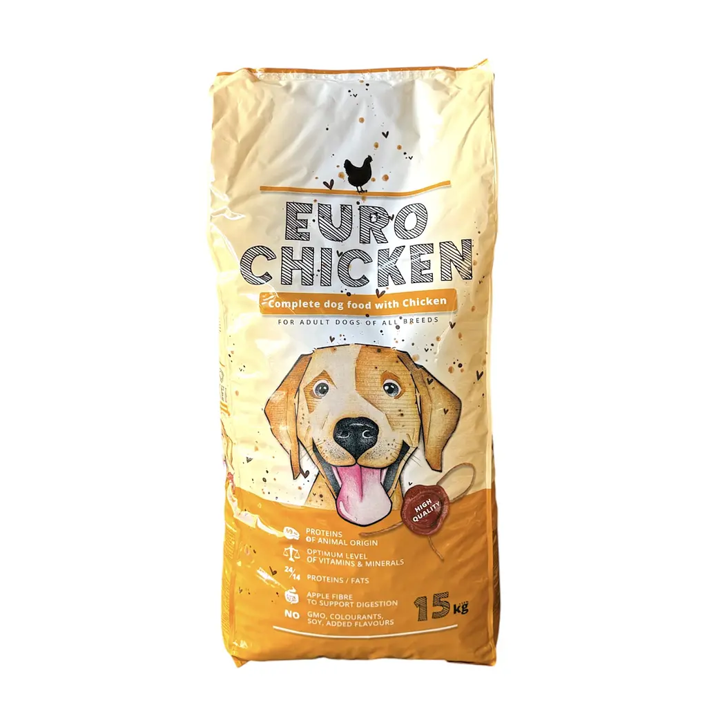 Сухий, гіпоалергенний корм преміум класу Euro Chicken 15 кг для дорослих собак усіх порід з смаком курки