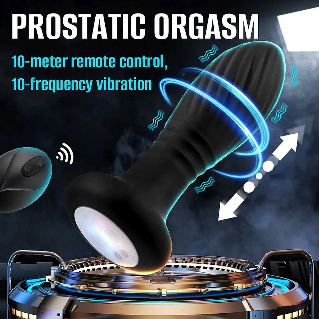 Анальна пробка - Thrusting Anal Plug Black - фото 7