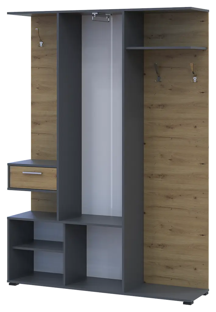 Прихожая Doros Финч Графит / Дуб Артизан 145х37х202 (44900220) - фото 4